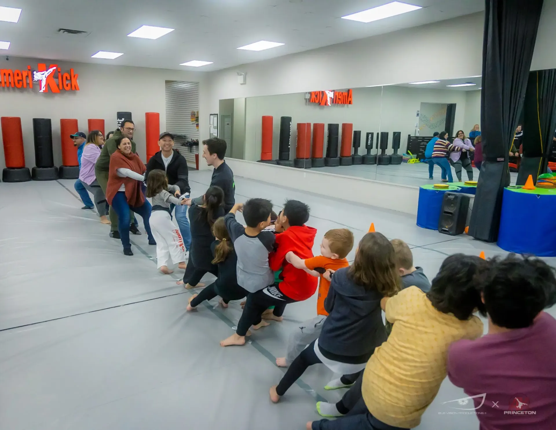 Tug of war during a birthday party